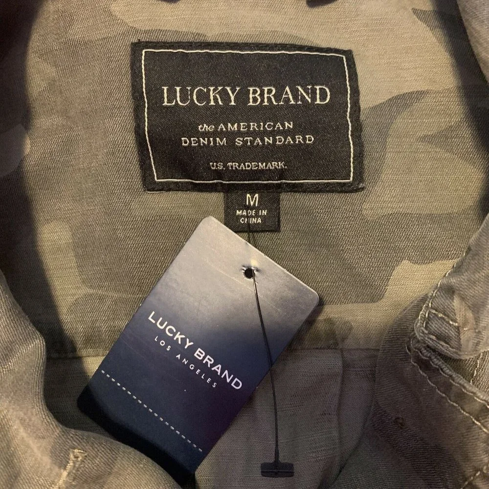 LUCKY BRAND Jacket Camo Shirt Size M 🆕 Military Army Combat Green Camoflage - Picture 7 of 11